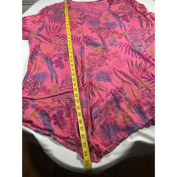 Fresh Produce Floral Tunic Blouse Womens Size 3X Pink Tropical Bright Colorful - Picture 8 of 9